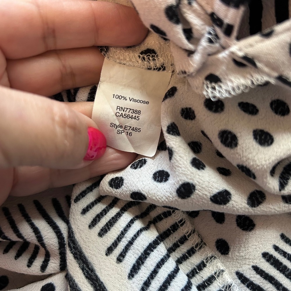 Madewell Central Shirt Women XS Black White‎ Excellent Polka Dot Striped Viscose - Picture 4 of 4